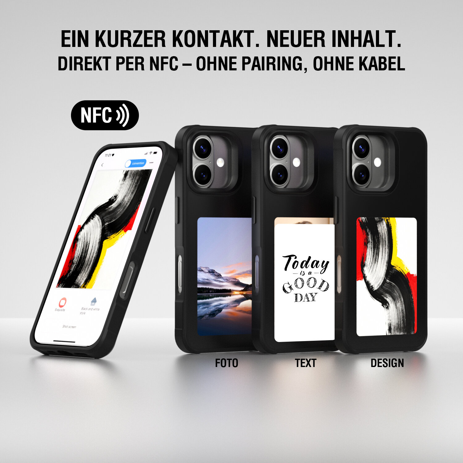 4smarts E-Ink Cover NFC-Display iPhone 17 Qi2 ready - black, Ansicht 3