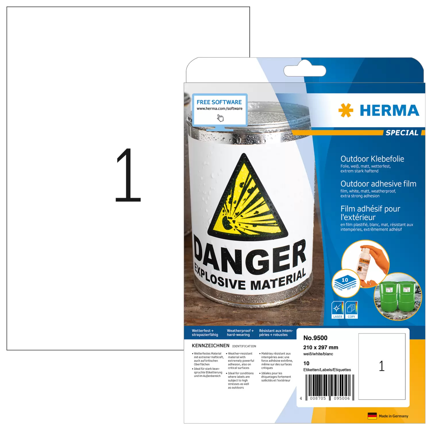 HERMA Special - Polyethylen (PE) - matt - selbstklebend - weiß - A4 (210 x 297 mm), Ansicht 4