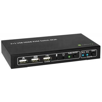 Techly 2x1 USB HDMI KVM Switch 4Kx2K - KVM-/Audio-Switch, Ansicht 2