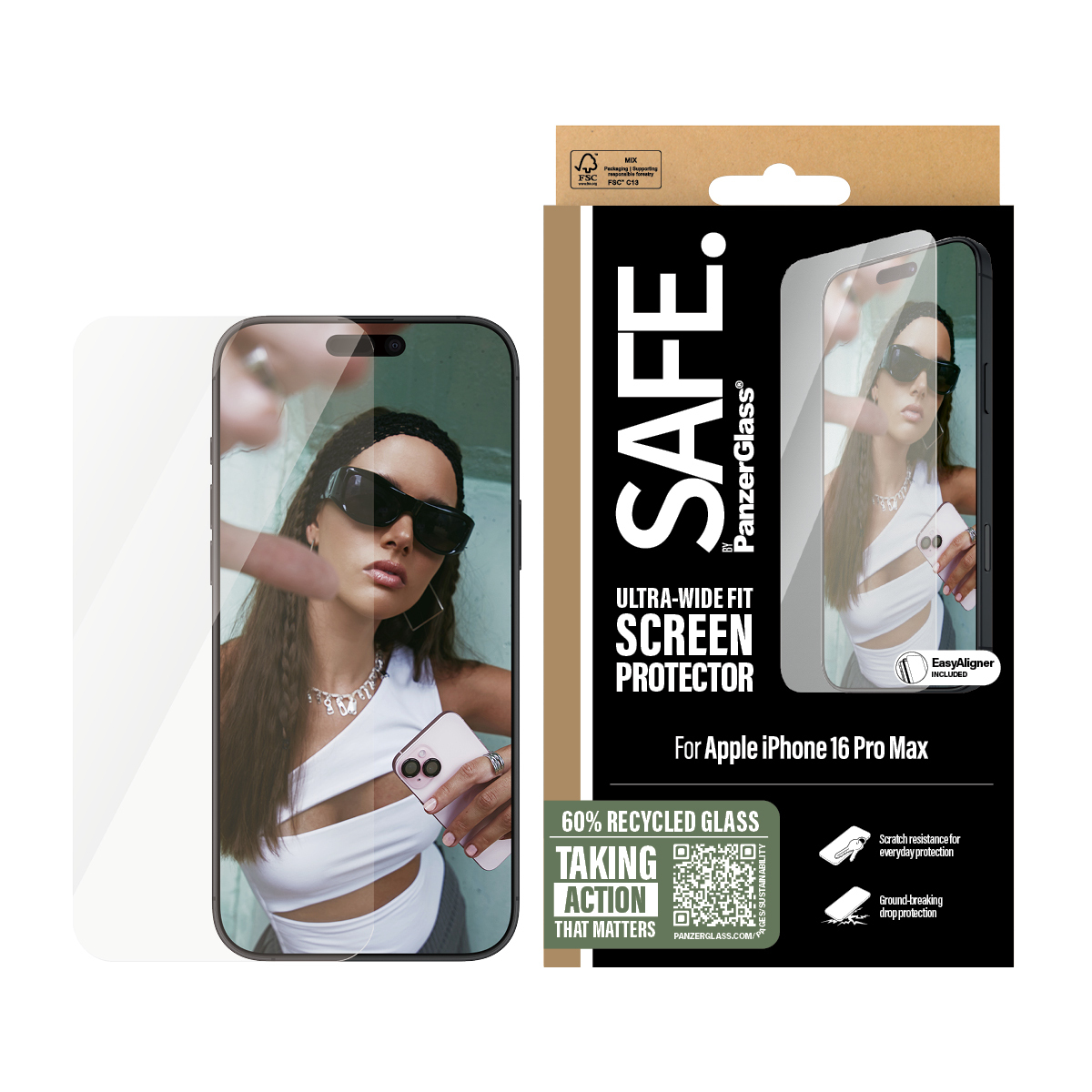 PanzerGlass SAFE. by Displayschutz iPhone 16 Pro Max| Ultra-Wide Fit, Ansicht 4