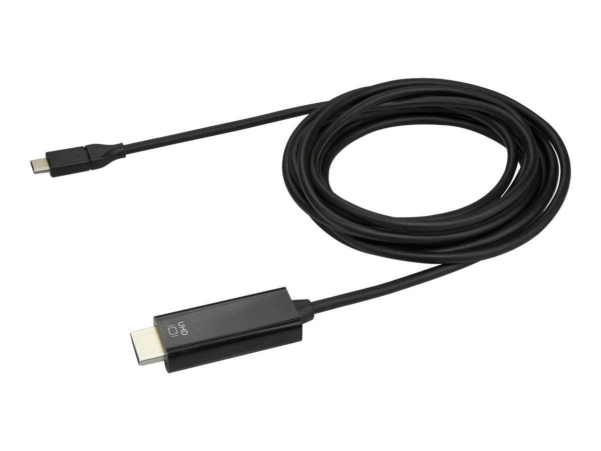 StarTech.com Startech 10ft (3m) USB C to HDMI Cable, 4K 60Hz USB Type C to HDMI 2.0 Video Adapter Cable, Thunderbolt 3 Compatible, Laptop to HDMI Monitor/Display, DP 1.2 Alt Mode HBR2 Cable, Black - 4K USB-C Video Cable (CDP2HD3MBNL)