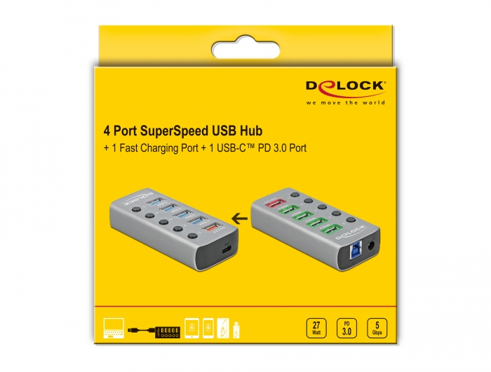 Delock Hub - 4 x USB 3.2 Gen 1 - Desktop
