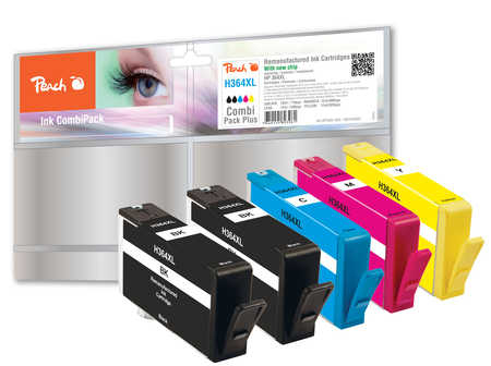 Peach Spar Pack Plus - 5er-Pack - Größe XL - Schwarz, Gelb, Cyan, Magenta - Tintenpatrone (Alternative zu: HP 364XL), Ansicht 2
