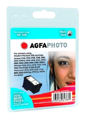 AgfaPhoto 34 ml - Schwarz - kompatibel - wiederaufbereitet - Tintenpatrone (Alternative zu: HP 339, HP C8767EE), Ansicht 2