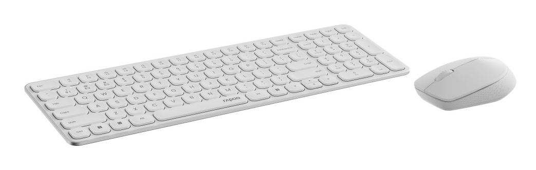 Rapoo Volle Groesse 100% - Kabellos - RF Wireless+ Bluetooth - Weiß - Maus - Tastatur - 2.400 dpi - TL: Deutsch, QWERTZ, Ansicht 4