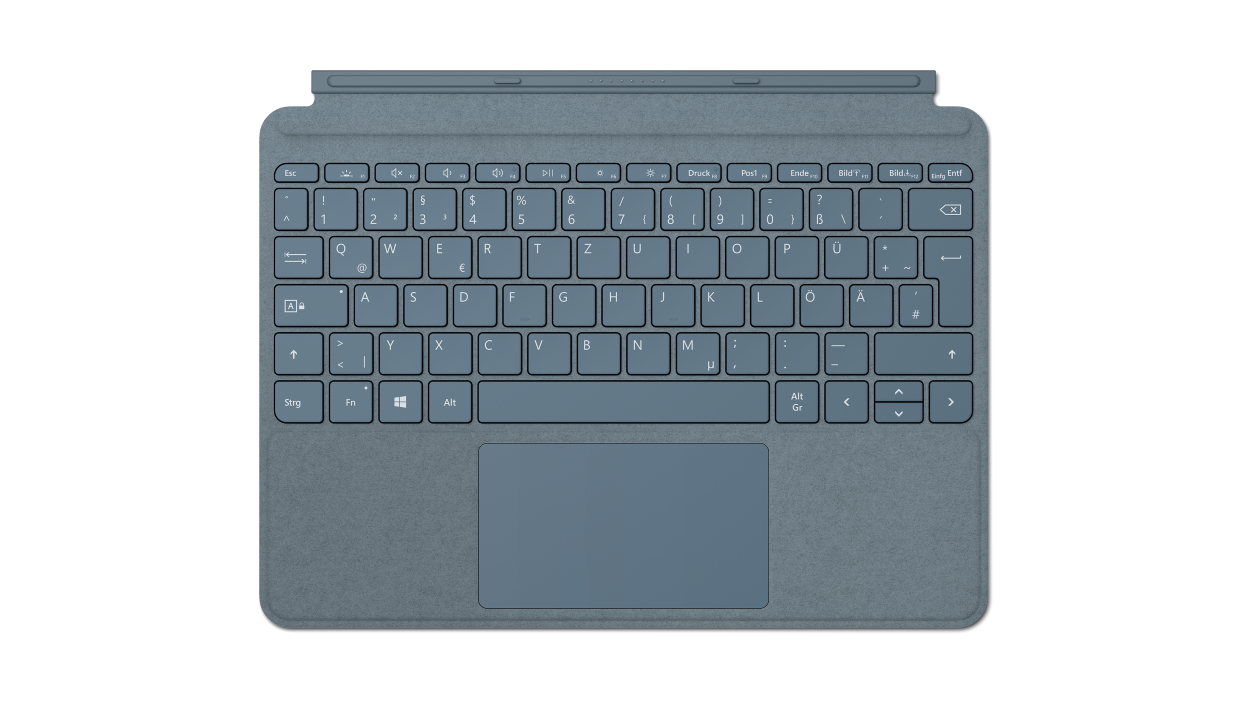 Microsoft Go Type Cover, QWERTZ, Englisch, Touchpad, Blau, 248 x 190 x 4,6 mm, 245 g