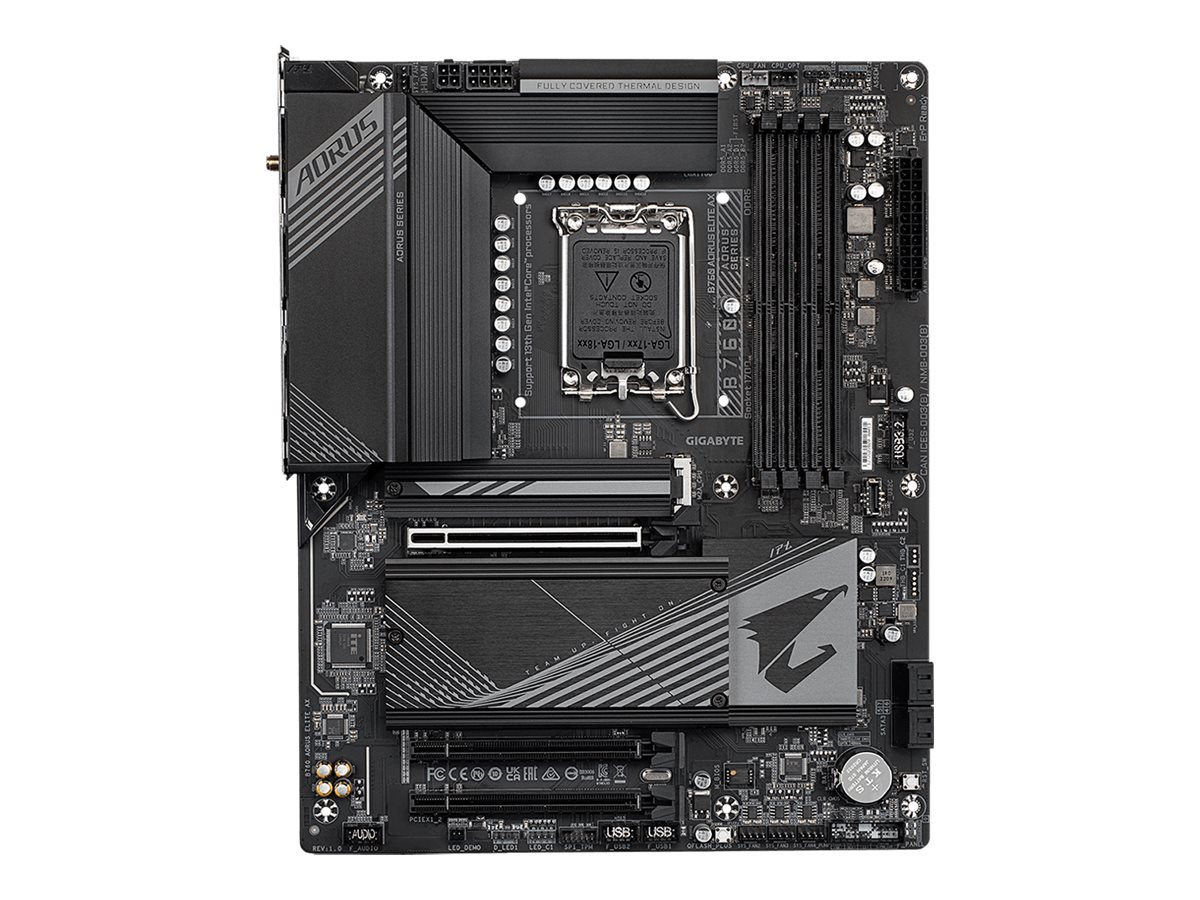 Gigabyte AORUS B760 ELITE AX - 1.X - Motherboard - ATX - LGA1700-Sockel - B760 Chipsatz - USB-C 3.2 Gen2 USB 3.2 Gen 1 USB 3.2 Gen 2 - 2.5 Gigabit LAN Wi-Fi 6E Bluetooth - Onboard-Grafik (CPU erforderlich)