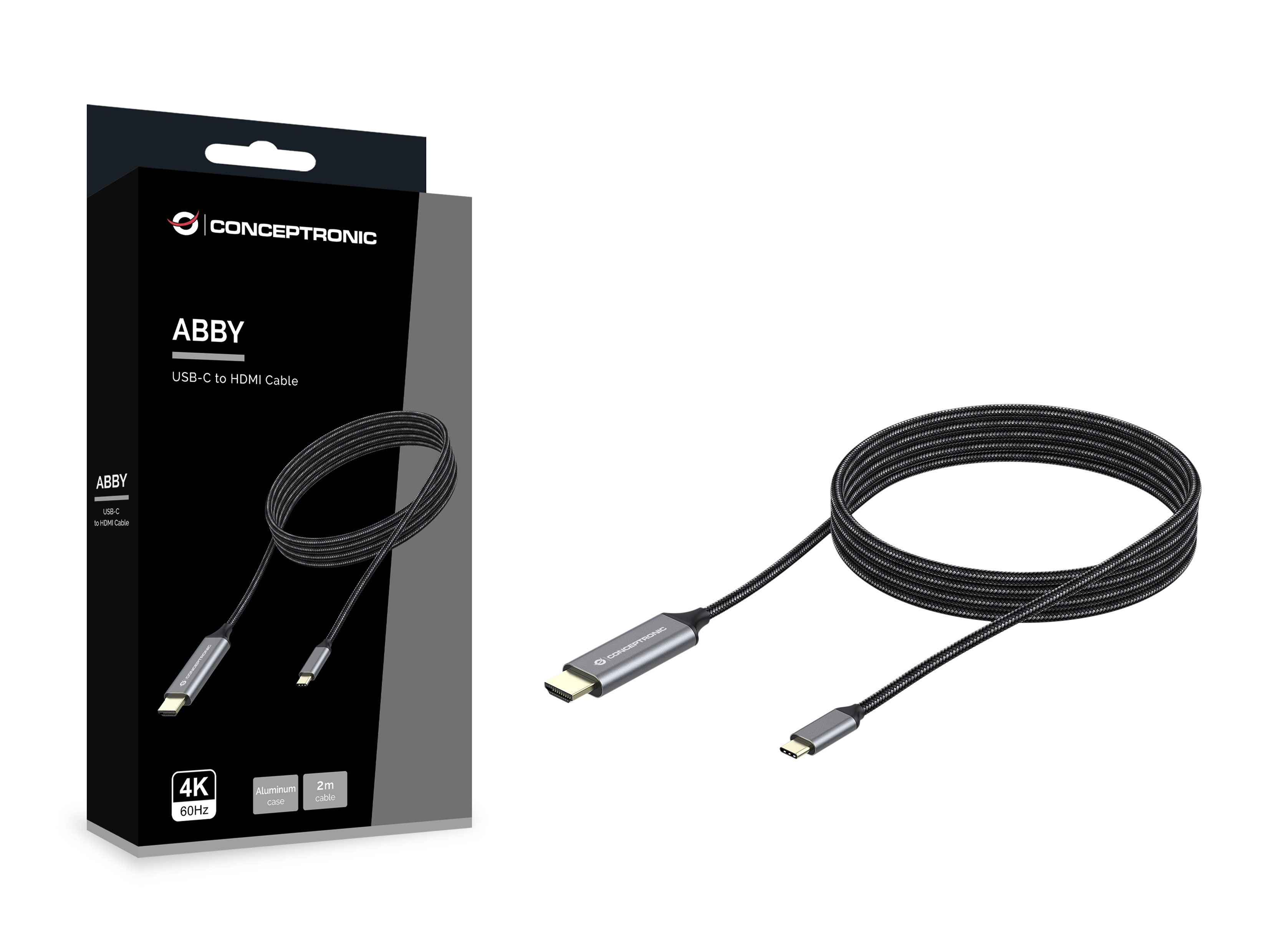 Conceptronic USB-C zu HDMI-Kabel - Male to Male - 4K 60Hz - 2 m - USB Typ-C - HDMI - Männlich - Männlich - Gerade, Ansicht 2