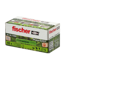 fischer UX Green 6x35 R - Dübel - Nylon - Kunststoff - Grün - 35 mm - 6 mm - 4,5 cm, Ansicht 3