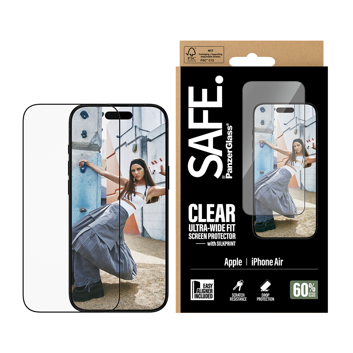 PanzerGlass SAFE. Screen Protector w. black Frame iPhone 17 Air Ultra-Wide Fit, Ansicht 4
