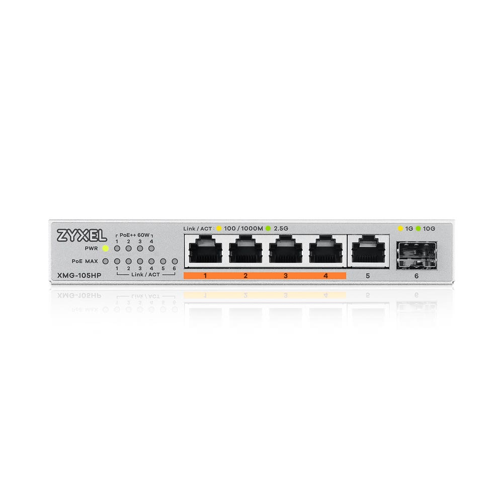 ZyXEL Switch XMG-105 5 Port 10/2.5G MultiGig PoE++ unmanaged - Switch - 5-Port, Ansicht 3