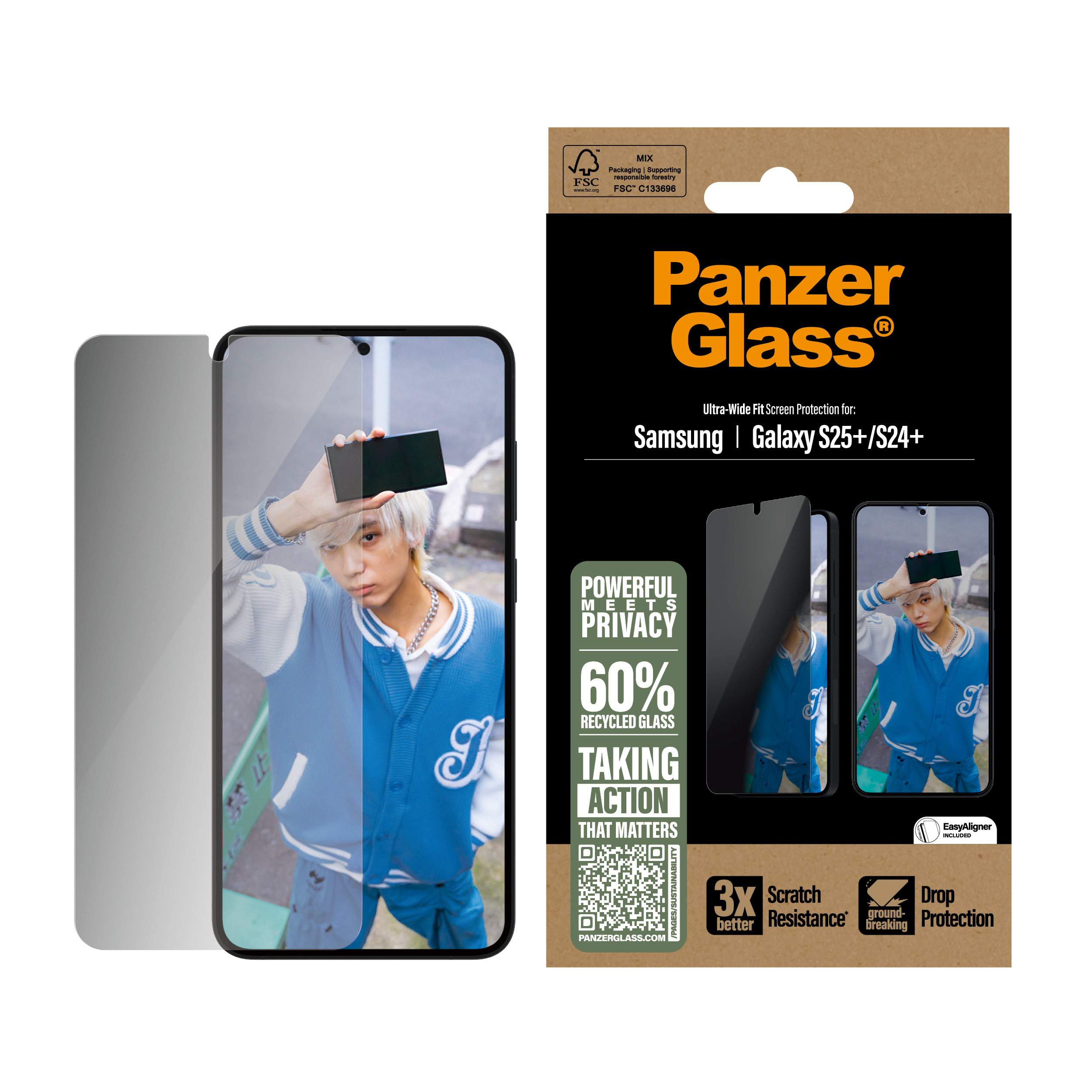 PanzerGlass Privacy - Bildschirmschutz für Samsung Galaxy S25+, Ansicht 4