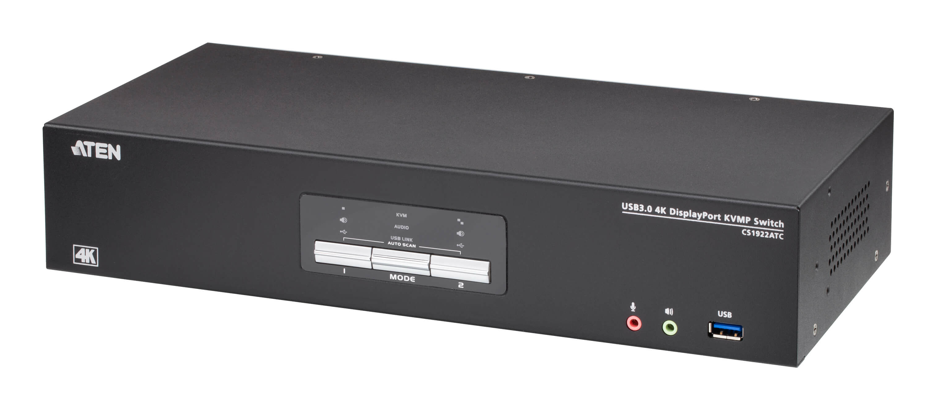 ATEN 2-Port USB True 4K DisplayPort KVM Switch - KVM-Umschalter - 2-Port, Ansicht 3