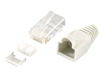 LogiLink Netzwerkanschluss - RJ-45 (M) - abgeschirmt - CAT 6 - ohne Haken - Hellgrau RAL 7035 (Packung mit 100)