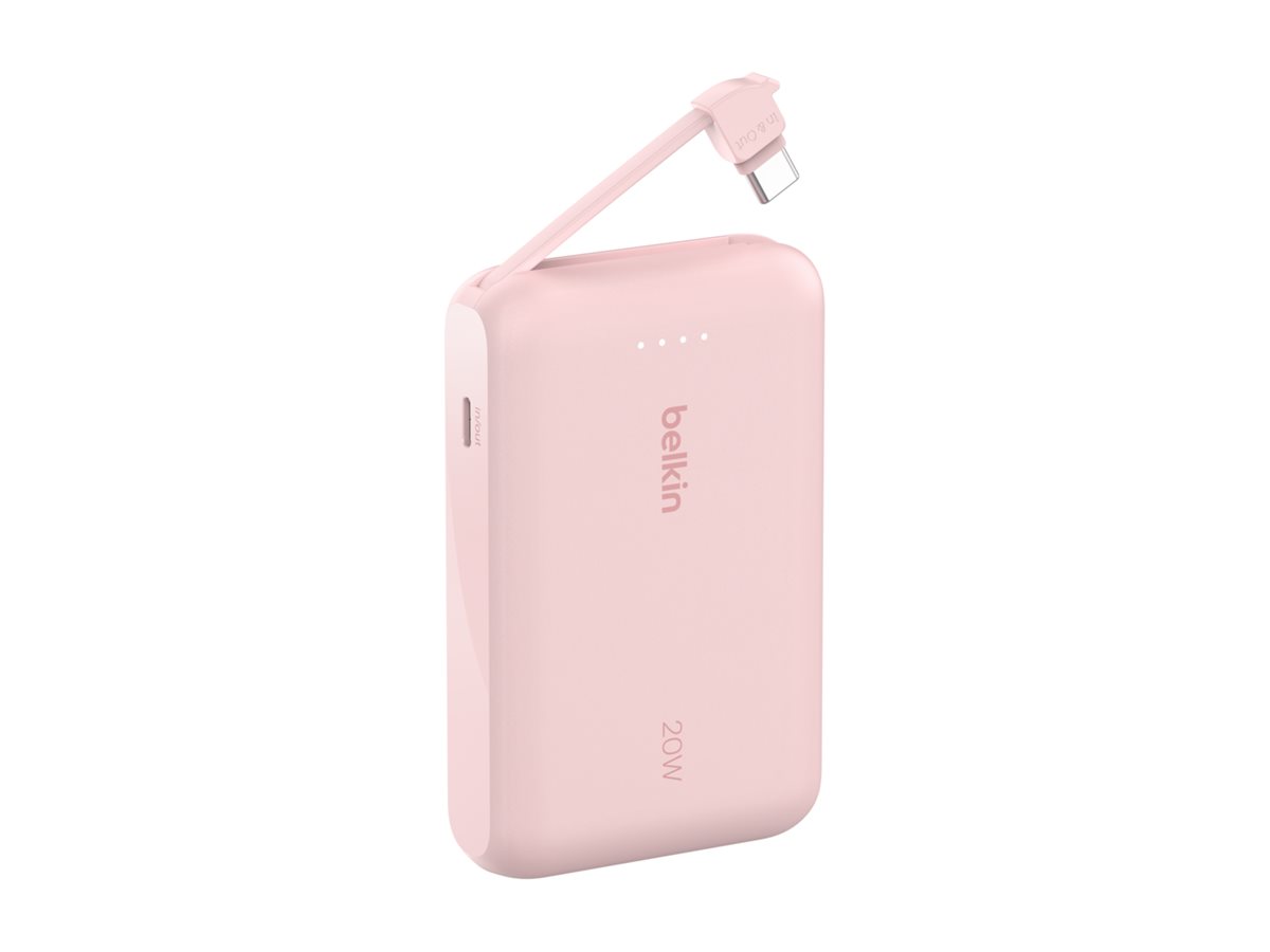 Belkin 10k PD20w Integrated USB-C Cable Power Bank Pink, Ansicht 4