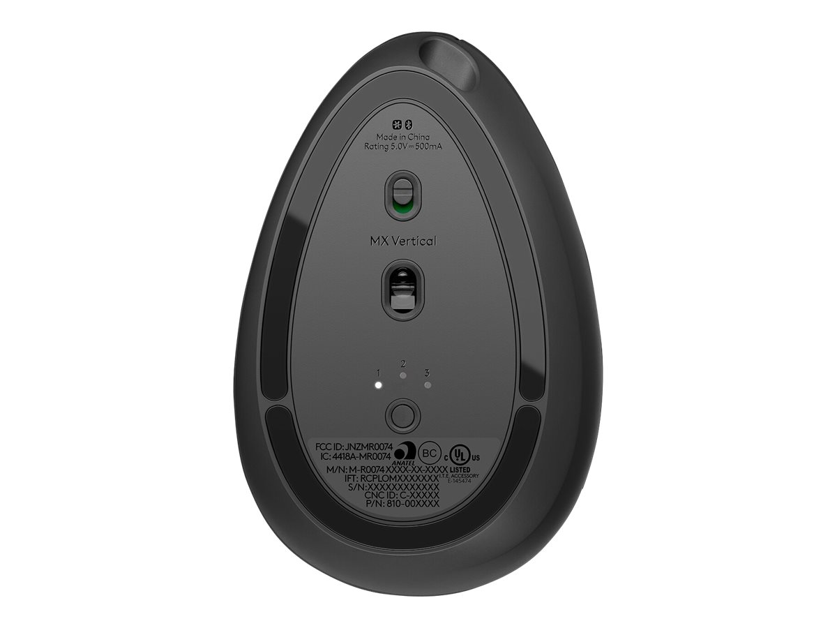 Logitech MX Vertical - Vertikale Maus - ergonomisch - optisch - 6 Tasten - kabellos kabelgebunden - Bluetooth 2.4 GHz - kabelloser Empfänger (USB)