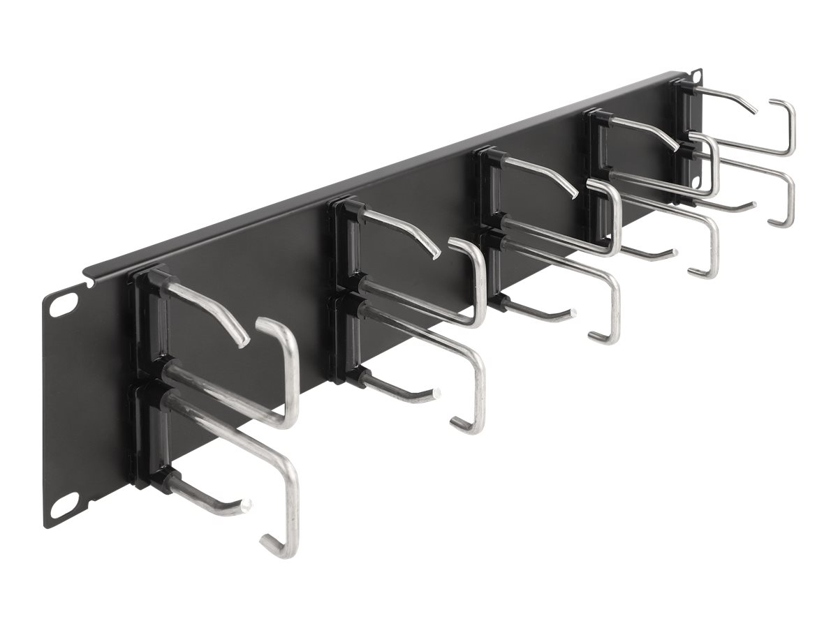 Delock Verlegetafel für Rack-Kabelmanagement - mit 10 Metallhaken - Schwarz - 2U - 48.3 cm (19)