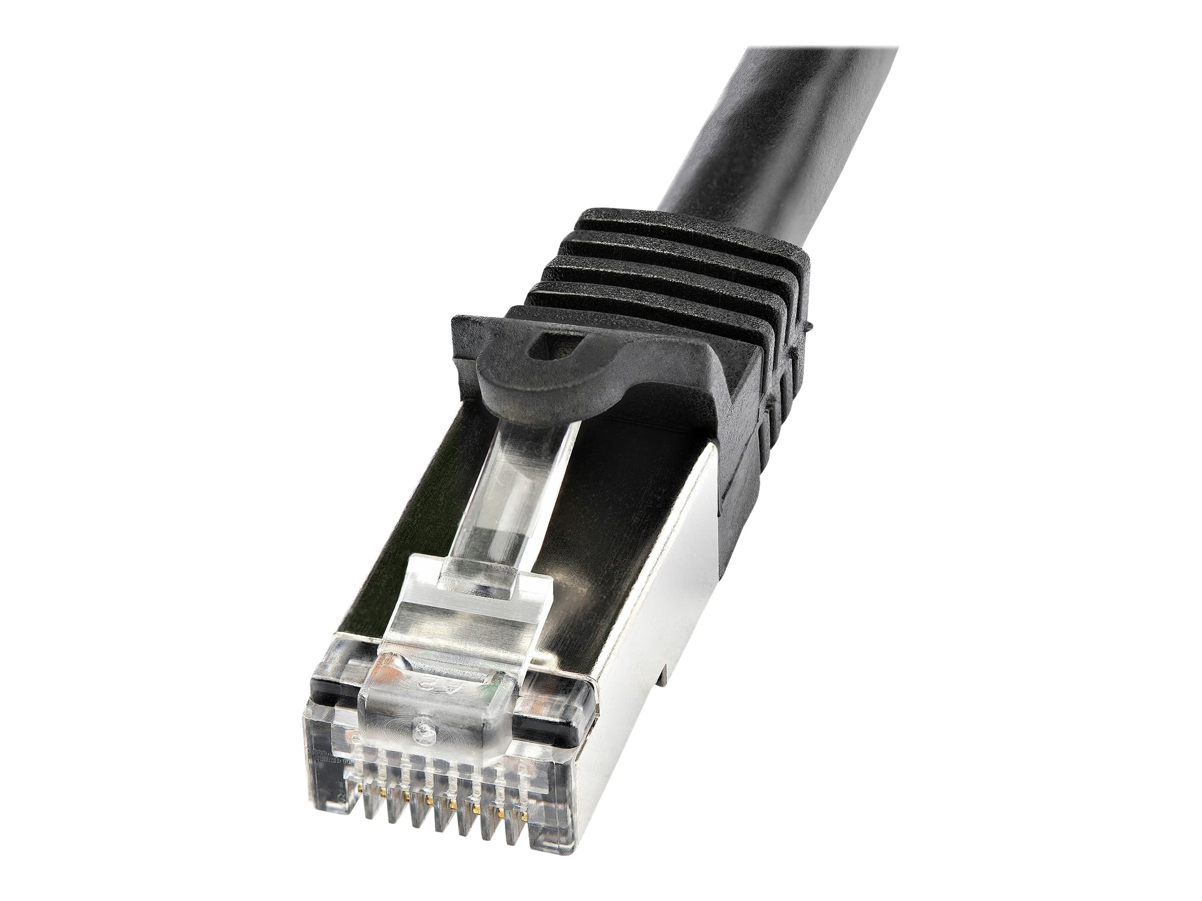 StarTech.com Startech 1m CAT6 Ethernet Cable, 10 Gigabit Shielded Snagless RJ45 100W PoE Patch Cord, CAT 6 10GbE SFTP Network Cable w/Strain Relief, Black, Wiring is UL Certified/TIA - Category 6 - 26AWG (N6SPAT1MBK)