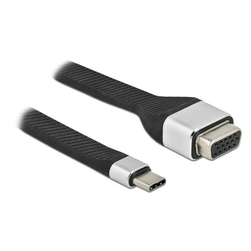 Techly USB-C Stecker auf VGA-Buchse kurz flaches FPC Kabel, Ansicht 2