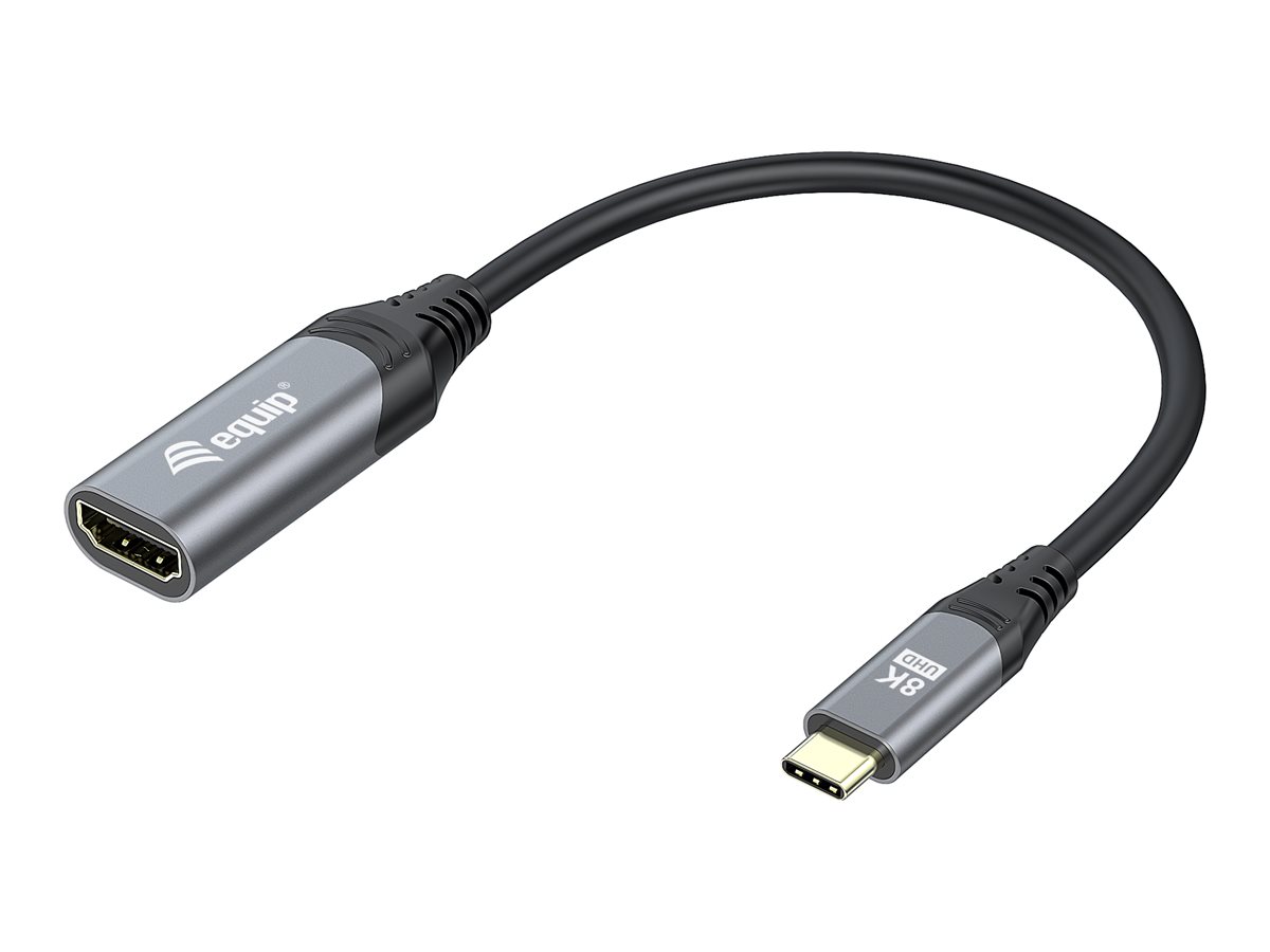 Equip Adapterkabel - USB-C männlich zu HDMI weiblich - 15 cm - Grau - 1080p-Unterstützung, 8K UHD (7680 x 4320)