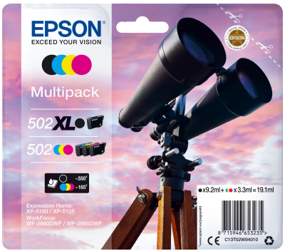 Epson 502 XL, Schwarz, Cyan, Magenta, Gelb, 4 Stück(e)