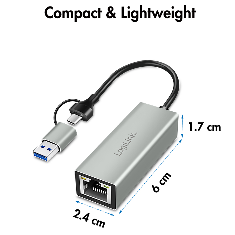 LogiLink USB Adapter 3.2 Gen1 USB-A/C to Gigabit Ethe, Ansicht 4