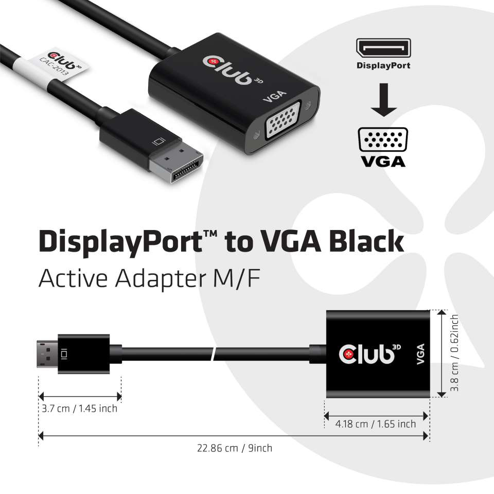 Club 3D Videoadapter - DisplayPort (M) zu HD-15 (VGA), Ansicht 4