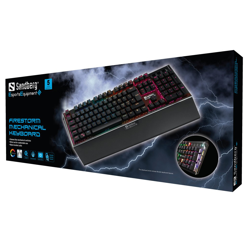SANDBERG FireStorm - Tastatur - Hintergrundbeleuchtung - TL: Belgisch, AZERTY, Ansicht 2