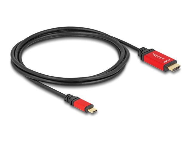 Delock Adapterkabel - USB-C männlich zu HDMI männlich - 2 m - Schwarz / Rot - 8K60Hz (7680 x 4320)