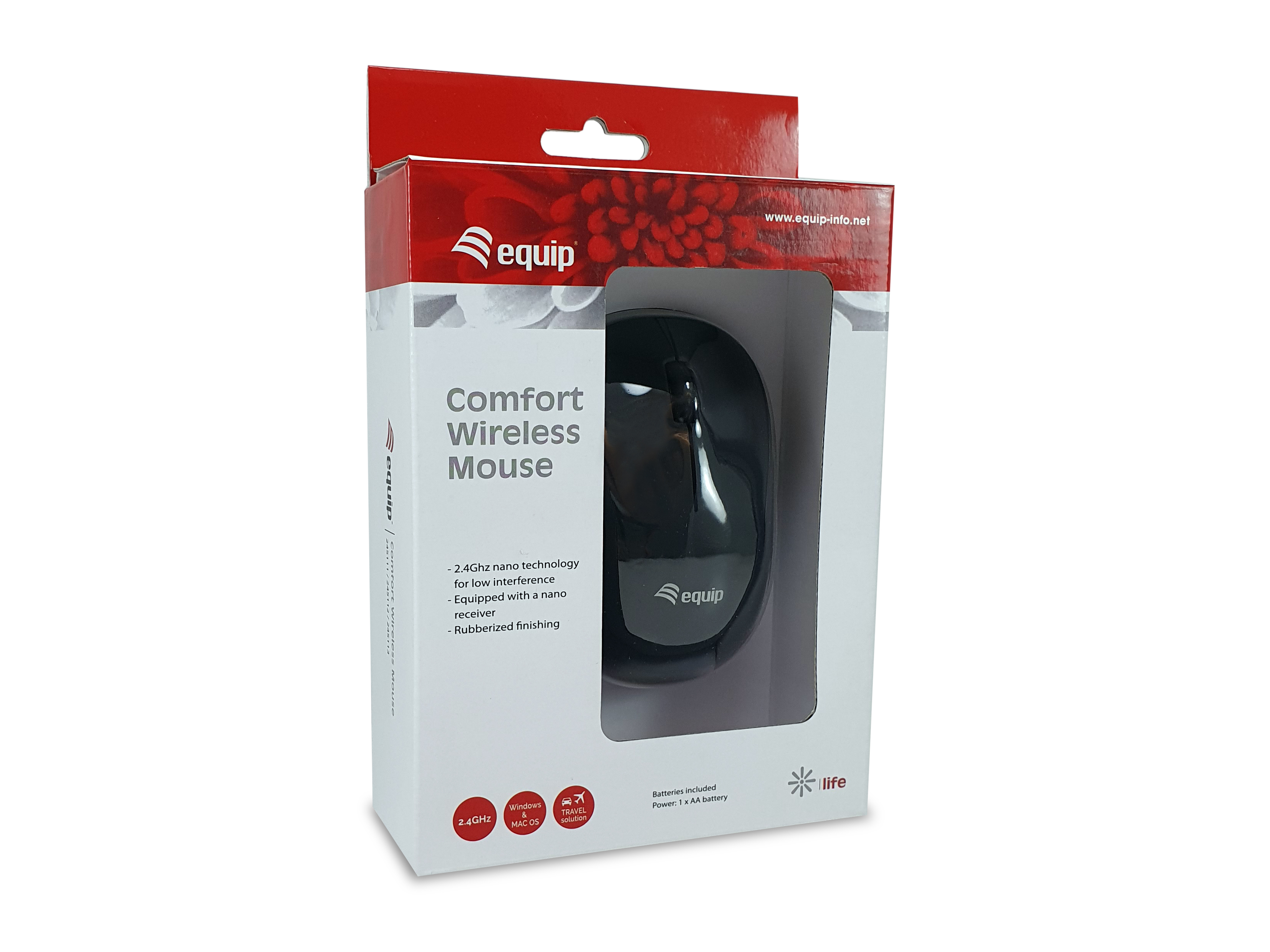 Equip Kabellose komfort-maus - Beidhändig - Optisch - RF Wireless - Schwarz, Ansicht 3