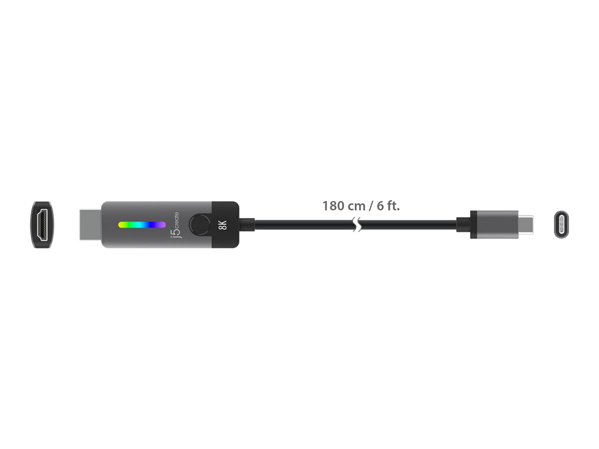 j5create JCC157 - Adapterkabel - 24 pin USB-C männlich zu HDMI männlich - 1.8 m - abgeschirmt - Weltraum grau/schwarz, Ansicht 4
