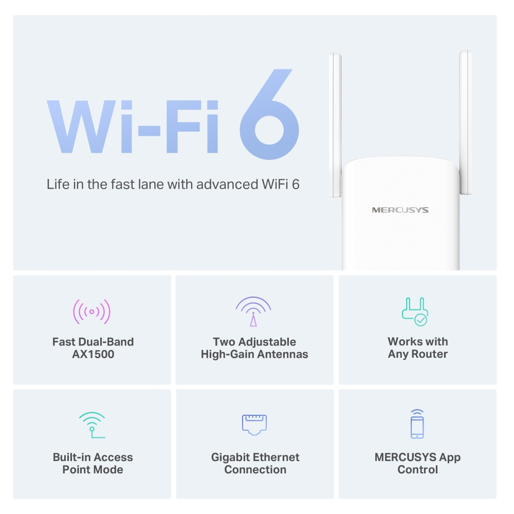 Mercusys WL-Repeater ME60X AX1500 Wi-Fi Range Extender, Ansicht 2