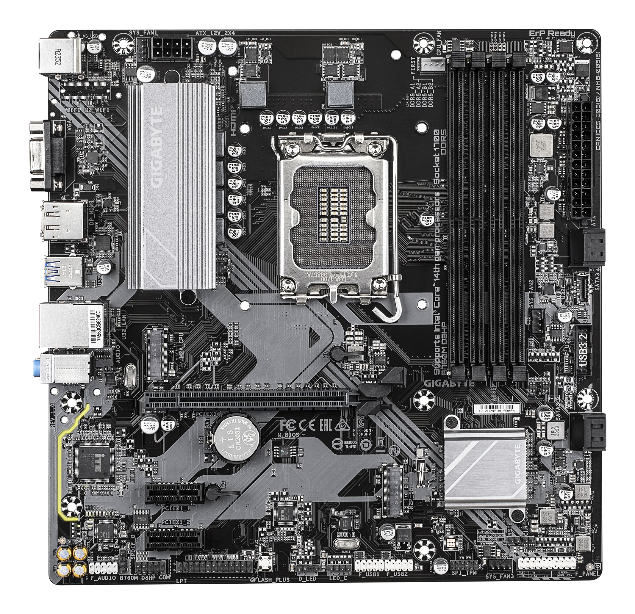 Gigabyte B760M D3HP - Motherboard - micro ATX - LGA1700-Sockel - B760 Chipsatz - USB-C 3.2 Gen 1, USB 3.2 Gen 1, Ansicht 2