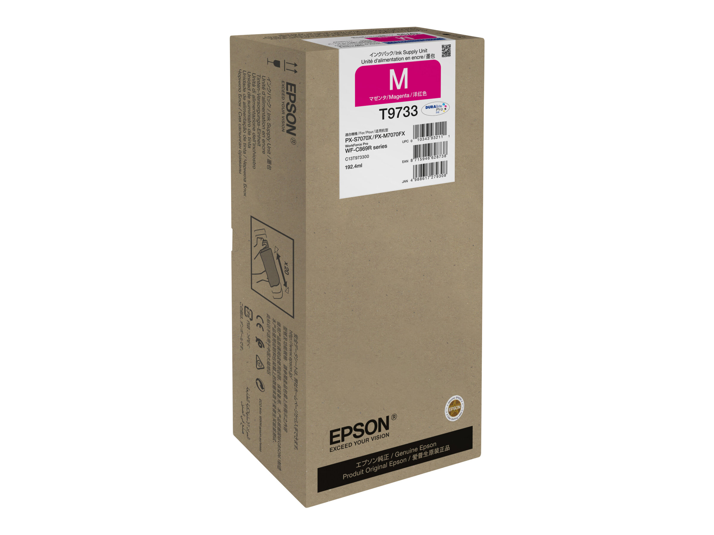 Epson T9733 - 192.4 ml - Größe XL - Magenta - original - Tintenpatrone - für WorkForce Pro WF-C869R, WF-C869RD3TWFC, WF-C869RDTWF, WF-C869RDTWFC
