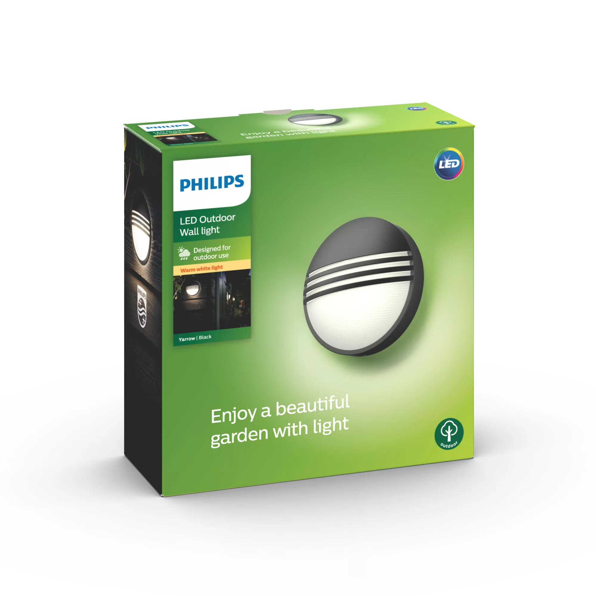 Philips myGarden Yarrow Wandleuchte - 5,5W - Wandbeleuchtung für den Außenbereich - Schwarz - Weiß  - IP44, Ansicht 3