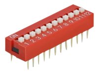 Delock DIP sliding switch 12-digit 2.54 mm pitch THT vertical - DIP-Schalter - Rot (Packung mit 10)