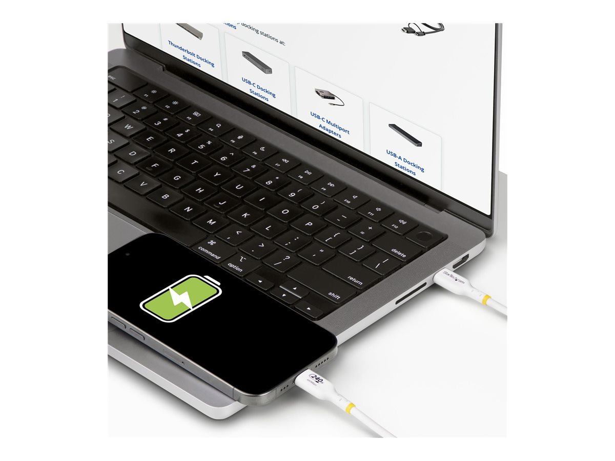StarTech.com 2m USB C Charging Cable, USB-IF Certified USB-C Cable, 240W - USB-Kabel - 24 pin USB-C (M) - Weiß, Ansicht 5