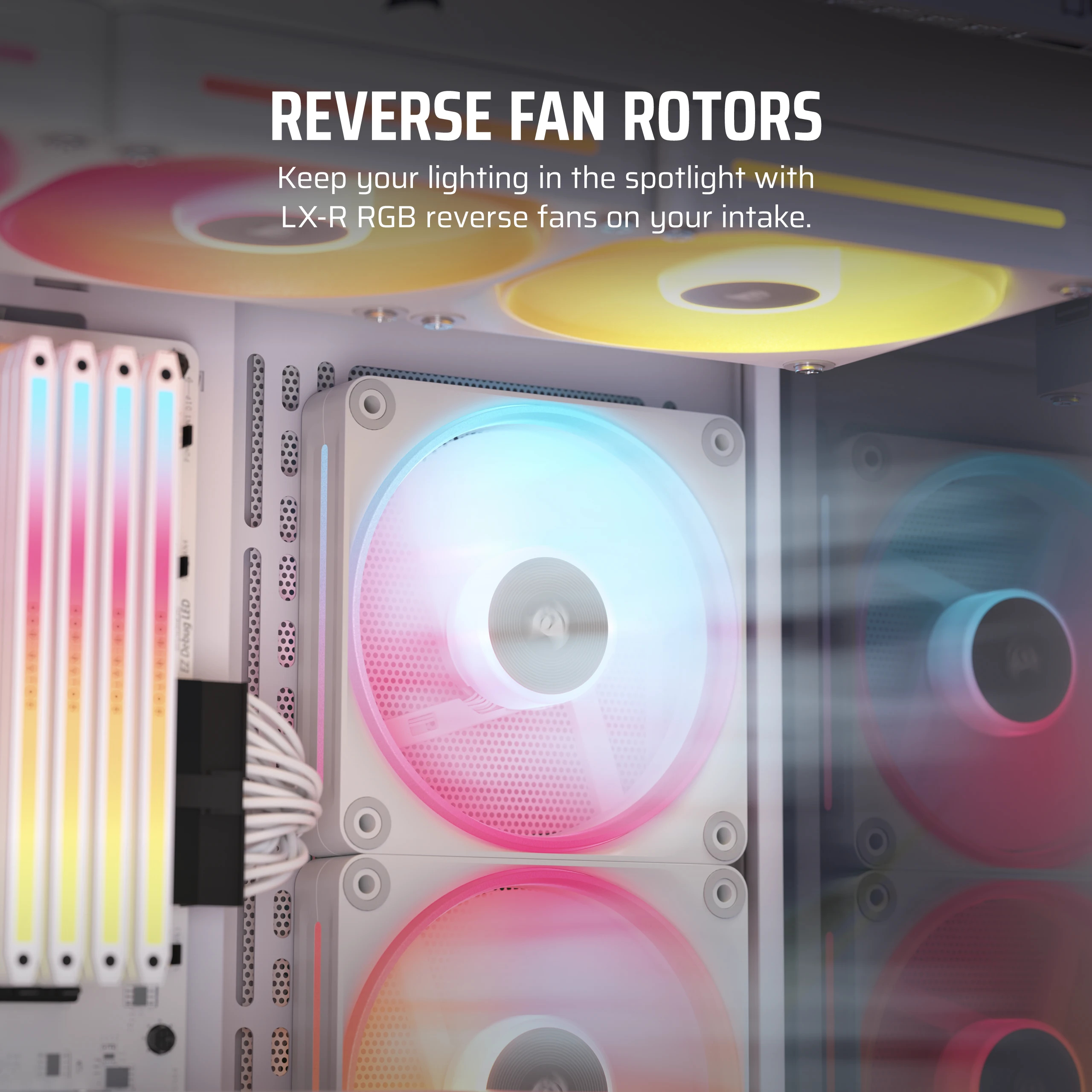 Corsair iCUE LINK LX120-R RGB Reverse weiss 3er Pack 120 mm, Ansicht 4