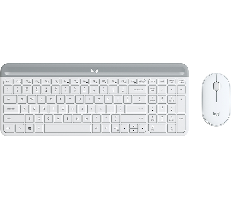 Logitech MK470, Volle Größe (100%), Kabellos, RF Wireless, QWERTY, Weiß, Maus enthalten