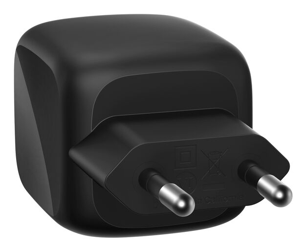 Belkin BoostCharge Pro - Netzteil - GaN - 50 Watt - Fast Charge, PD 3.1/PPS - 2 Ausgabeanschlussstellen (2 x USB-C) - Schwarz, Ansicht 2