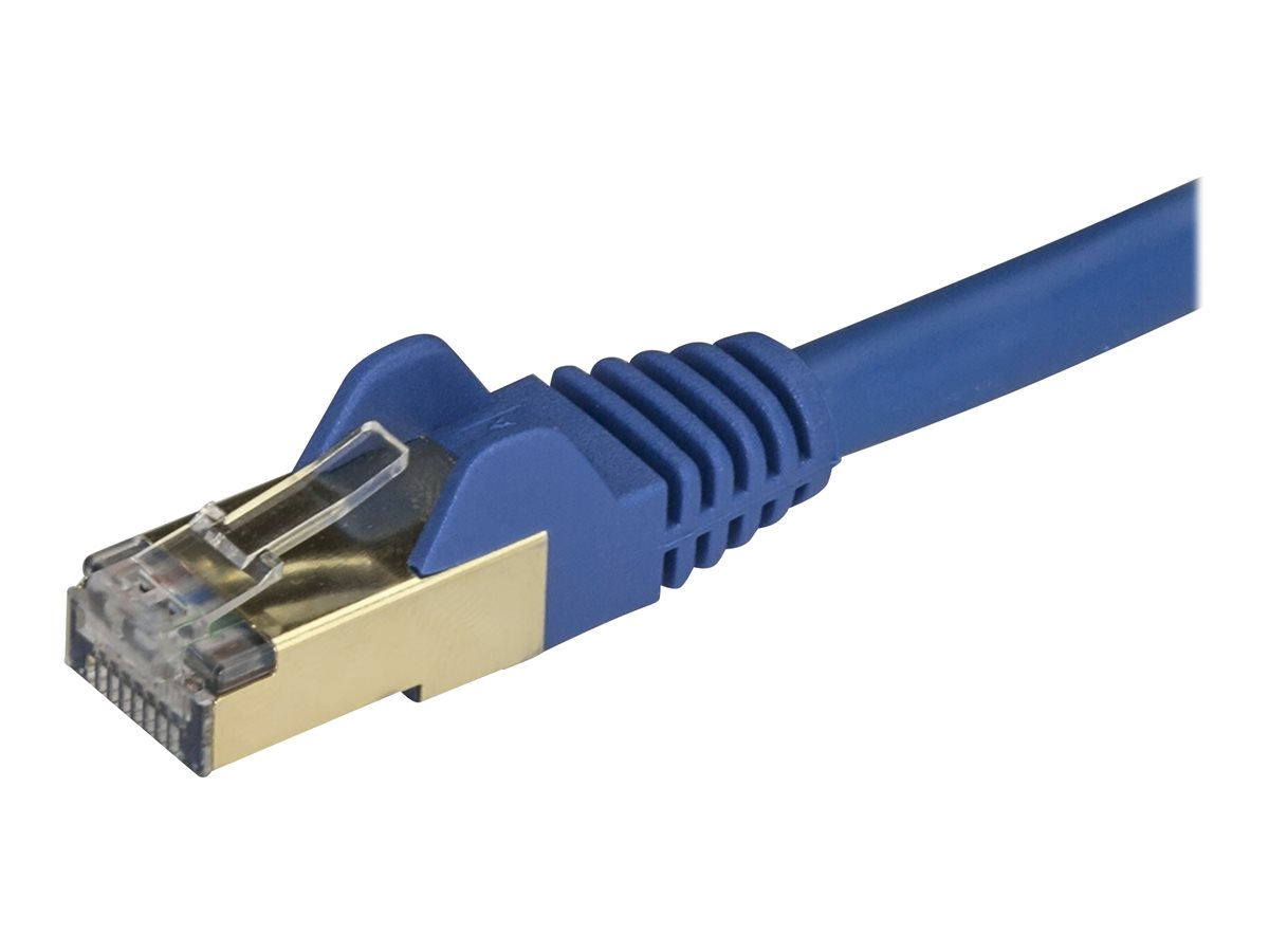 StarTech.com 50cm CAT6A Ethernet Cable, 10 Gigabit Shielded Snagless RJ45 100W PoE Patch Cord, CAT 6A 10GbE STP Network Cable w/Strain Relief, Blue, UL Certified Wiring/TIA - Category 6A - 26AWG (6ASPAT50CMBL)