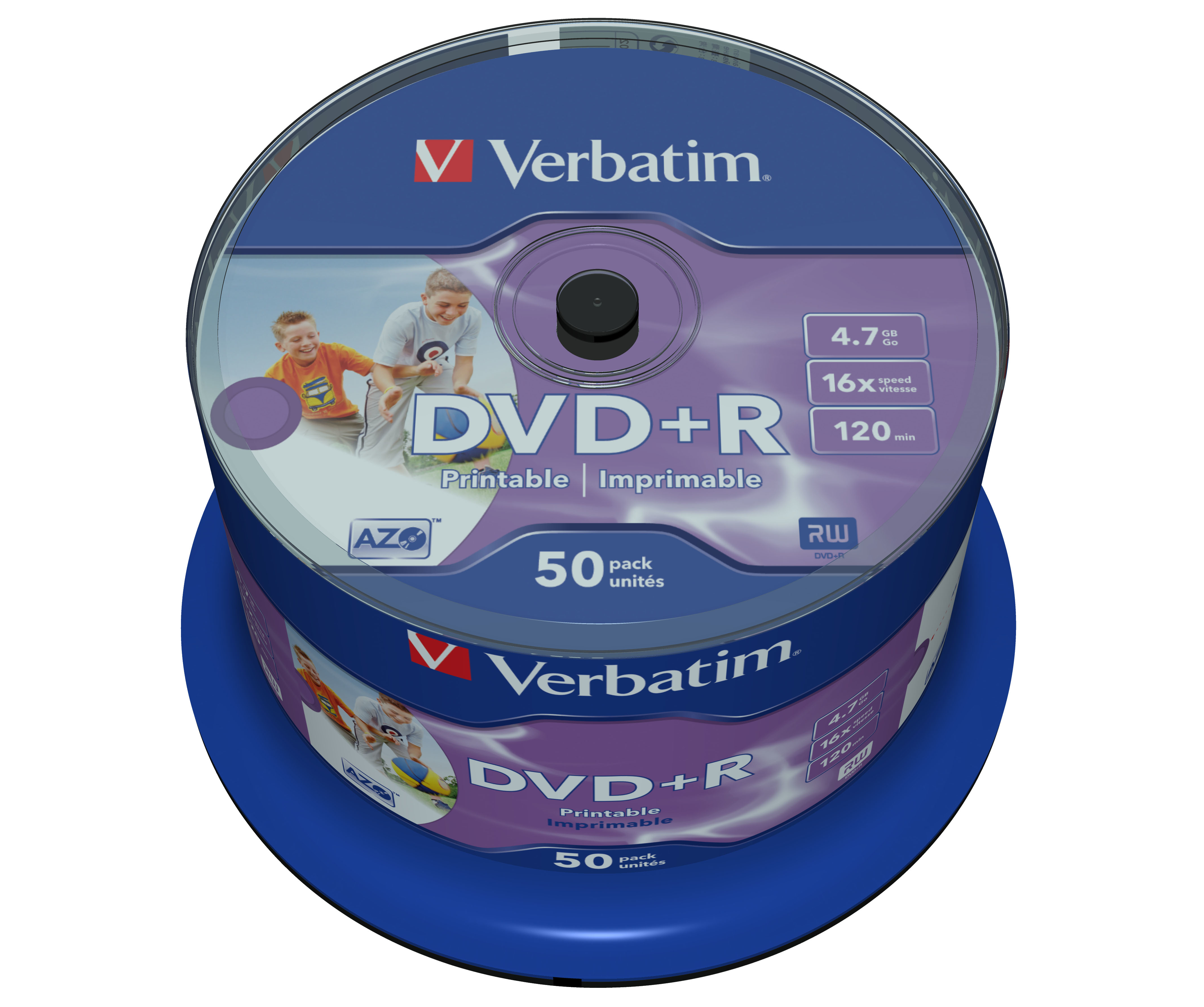 Verbatim 50 x DVD+R - 4.7 GB 16x - Bedruckbarer Innenring, in Fotoqualität bedruckbare Oberfläche, Ansicht 2