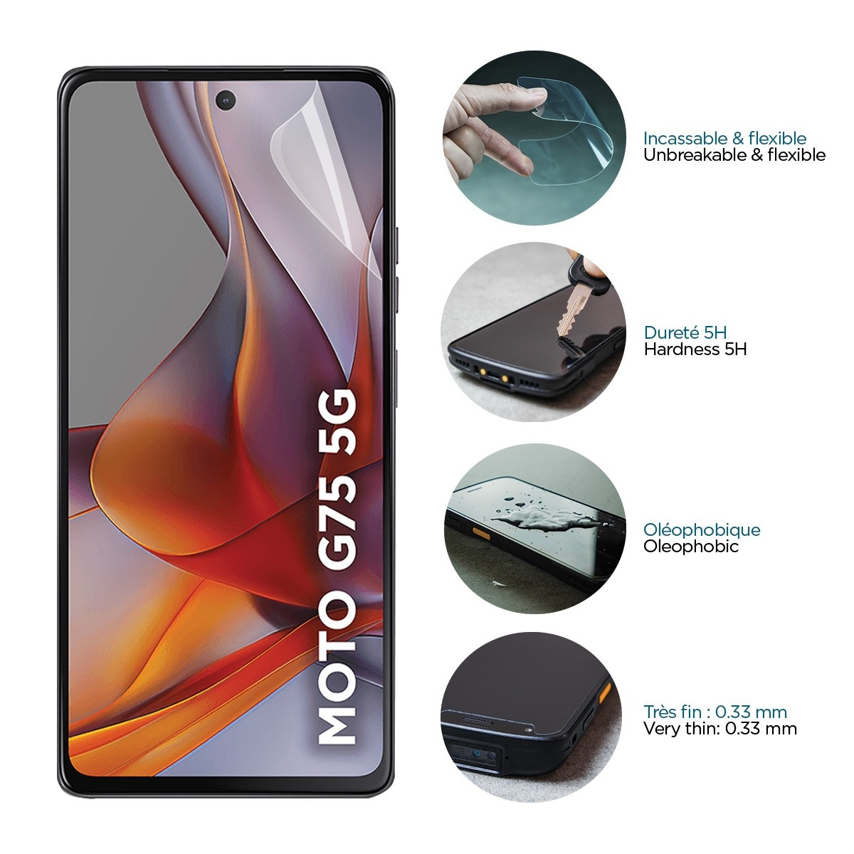 Mobilis Bildschirmschutz für Handy - unzerbrechlich und schlagfest, IK06 - Motorola, Ansicht 3