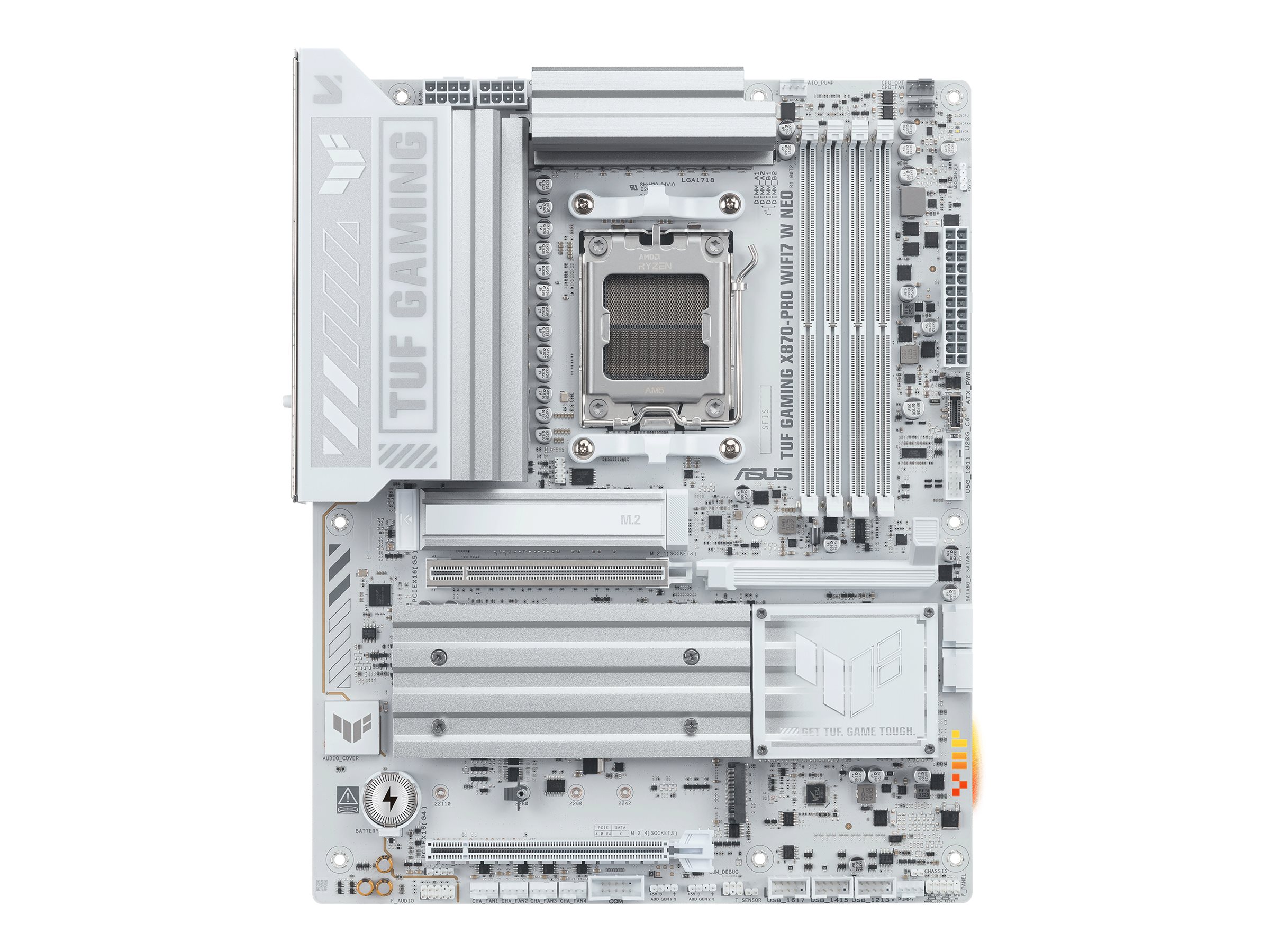 ASUS TUF GAMING X870-PRO WIFI7 W NEO - Motherboard - ATX - Socket AM5 - AMD X870 Chipsatz - USB4, USB 3.2 Gen 1, USB 3.2 Gen 2, USB-C 3.2 Gen 2x2 - Wi-Fi 7, Bluetooth, 5 Gigabit Ethernet - Onboard-Grafik (CPU erforderlich)