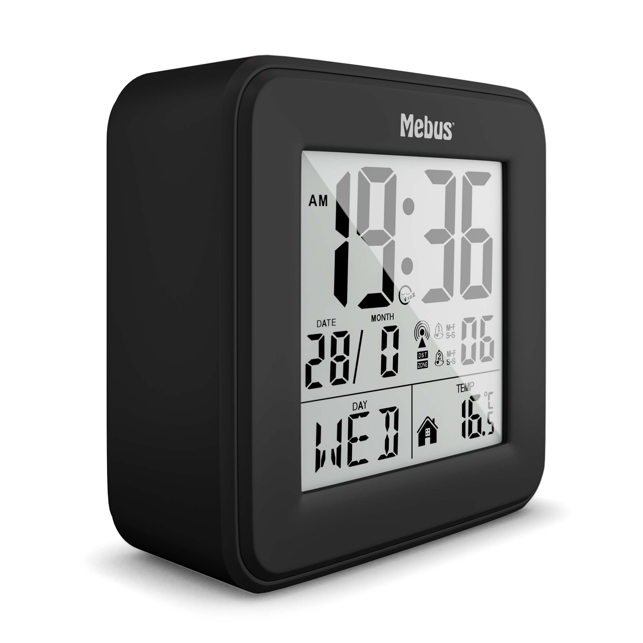Mebus 25595 - Digitaler Wecker - Quadratisch - Schwarz - 12/24 h - F - °C - Beide Geschlechter, Ansicht 2