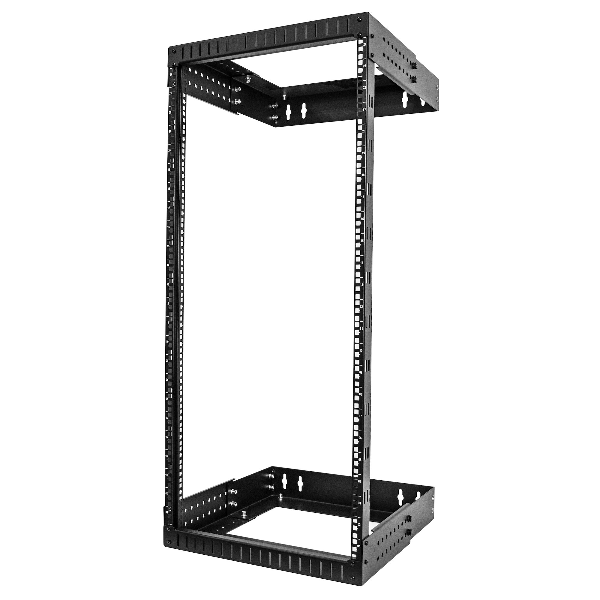 StarTech.com 24HE Netzwerkschrank 19 Zoll für Wandmontage - Einstellbare Tiefe 30 - 50 cm - 2 Pfosten Open Frame, Ansicht 2