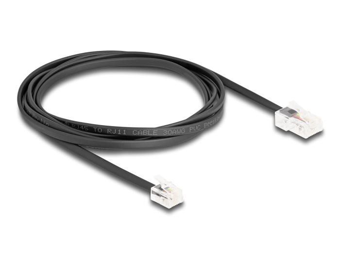 Delock Telefonkabel RJ45 Stecker zu RJ11 schwarz 2 m - Netzwerk - Telefon, Ansicht 3