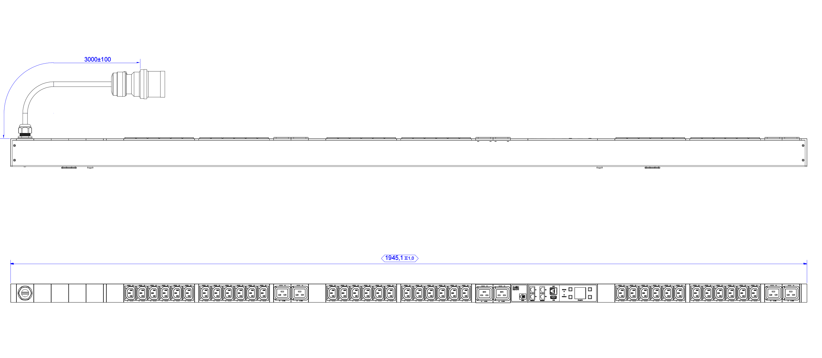 Bachmann PDU Steckdosen 36xDosen C13+ 6x C19 -> Zuleitung 3m 16A mit Stecker CEE rot - 3 - (Offline-) USV, Ansicht 2