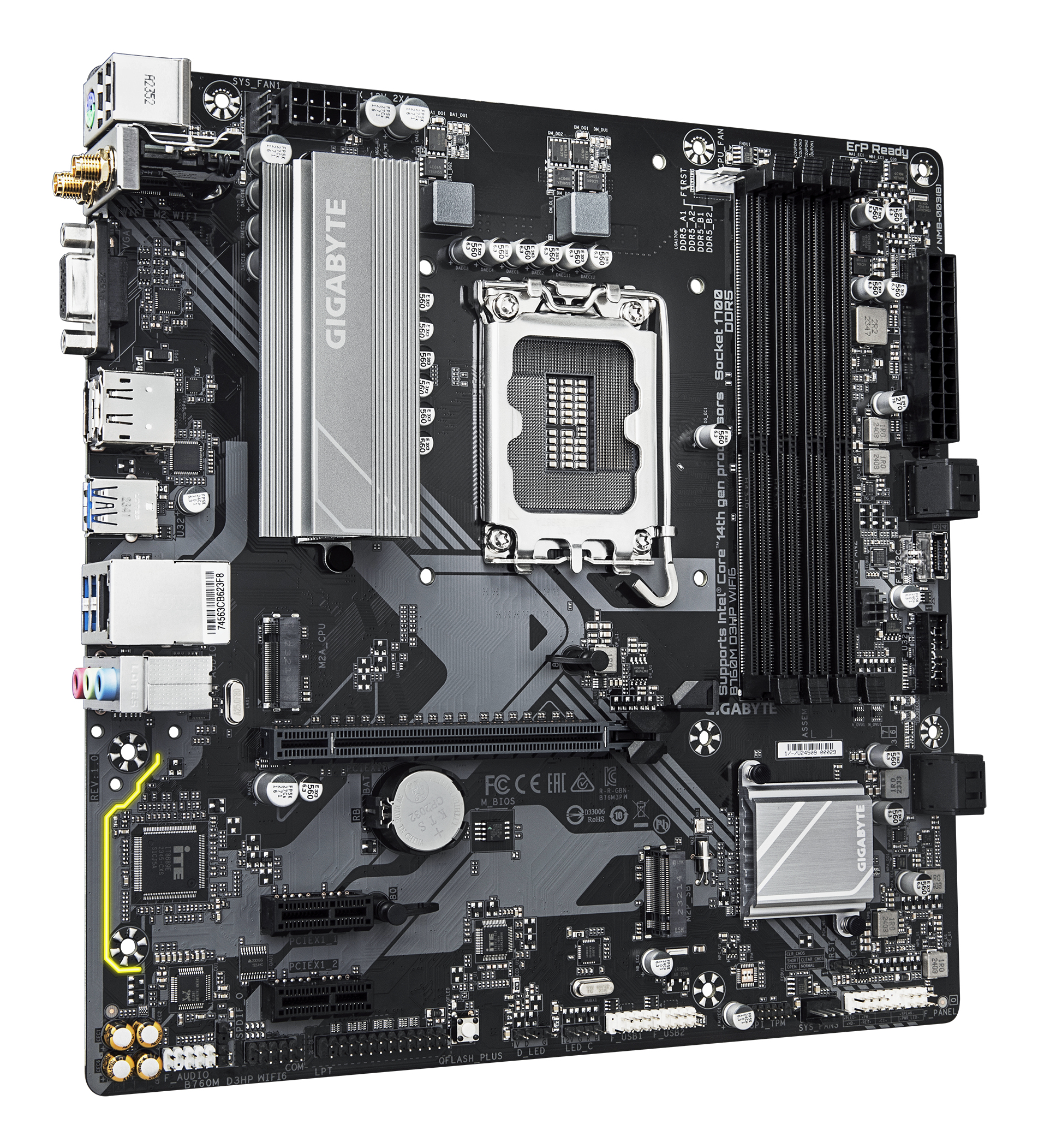 Gigabyte B760M D3HP WIFI6 - Motherboard - micro ATX - LGA1700-Sockel - B760 Chipsatz - (CPU erforderlich), Ansicht 3