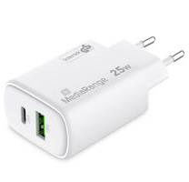 MEDIARANGE Ladegerät 25W 2-Port 1x USB-A/1x USB-C GaN weiß, Ansicht 4